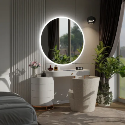 Apvalus LED Apšviestas Veidrodis – Modelis Delhi