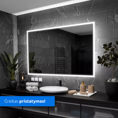 Stačiakampis LED Apšviestas Veidrodis – Modelis Boston