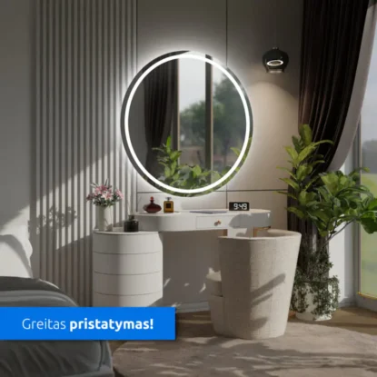 Apvalus LED Apšviestas Veidrodis – Modelis London
