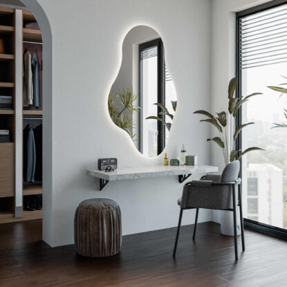 Dekoratyvinis netaisyklingas veidrodis su LED apšvietimu vertikalus - Alicante