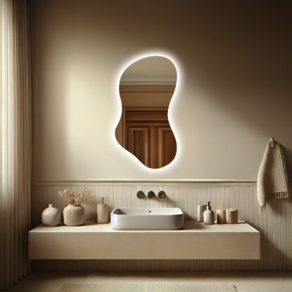 Dekoratyvinis netaisyklingas veidrodis su LED apšvietimu vertikalus - Akra