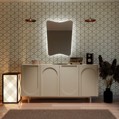 Dekoratyvinis netaisyklingas veidrodis su LED apšvietimu vertikalus - Porto