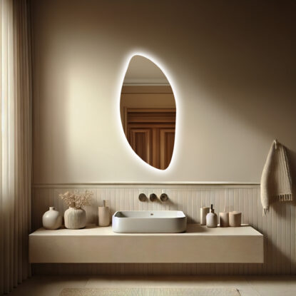 Dekoratyvinis netaisyklingas veidrodis su LED apšvietimu vertikalus - Maskat