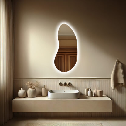 Dekoratyvinis netaisyklingas veidrodis su LED apšvietimu vertikalus - Sana