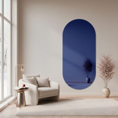 Ovalus veidrodis – mėlynas