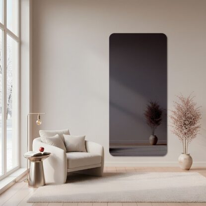 Stačiakampis veidrodis su užapvalintais kampais – grafito